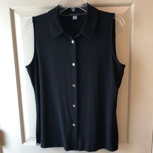 Tommy Hilfiger black sleeveless button down top